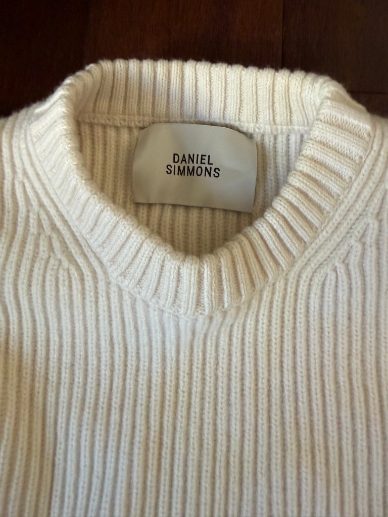 Daniel Simmons Men's Cream Ribbed Knit Crewneck Sweater Size L — image 3 of 3
